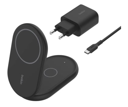 Ładowarka do smartfonów Belkin Ładowarka indukcyjna składana 2w1 MagSafe Qi2 15 W czarna